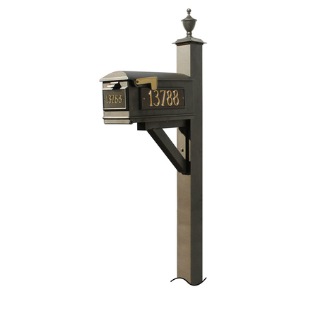 QUALARC Mailbox, (3 Cast Plates) (No Base) Urn Finial, (Bronze) WPD-NB-S5-LM-3P-BRZ